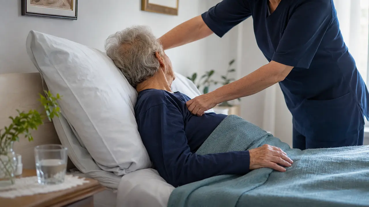 Posizionamento confortevole di una persona fragile a domicilio